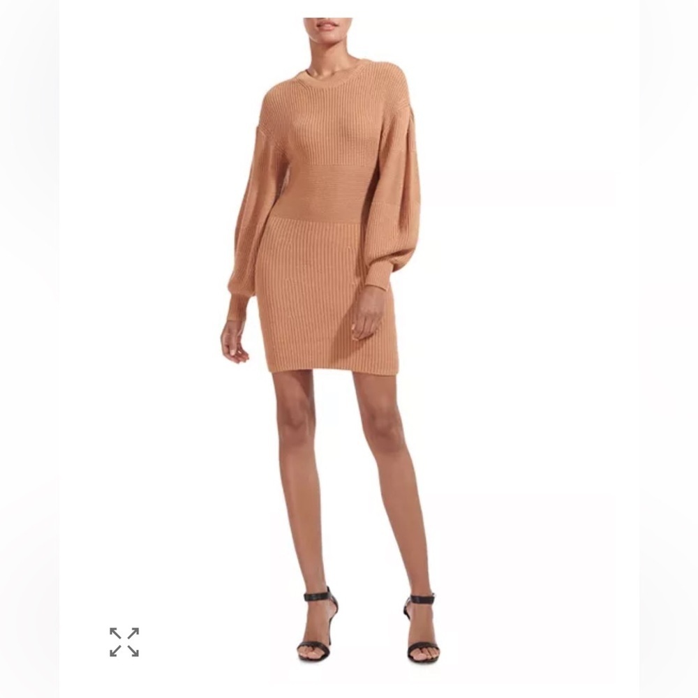 Staud Knit Marylebone Chic Long Sleeve Tan Knit Dress sz XS - Picture 2 of 10
